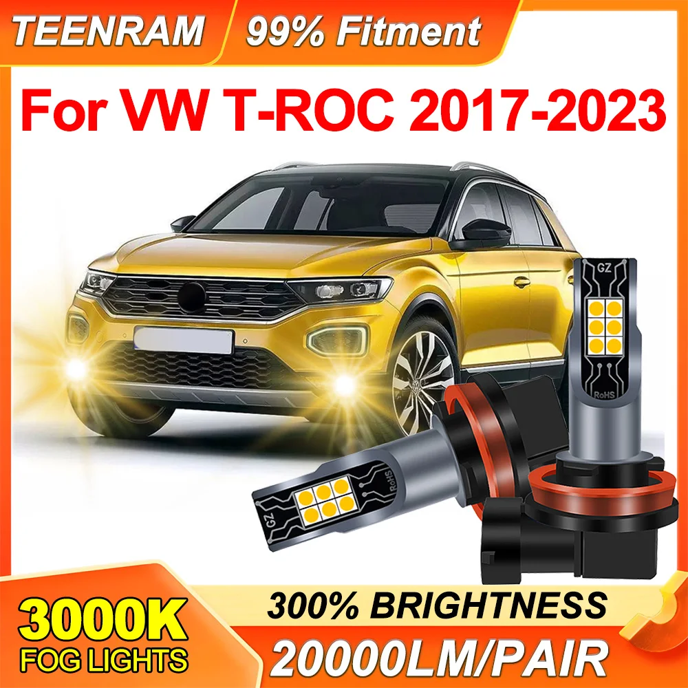 

2PCS 3000K LED Fog Light Bulb Car Lamp Super Bright 12V H8 H11 For VW VOLKSWAGET-ROC T ROC 2017 2018 2019 2020 2021 2022 2023