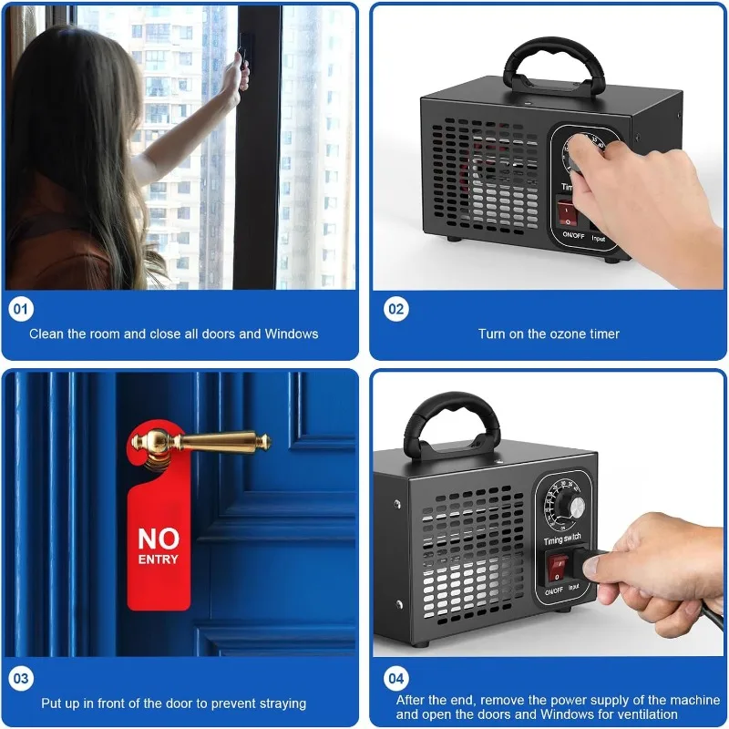 Generatore di ozono 220V 60g Dispositivo per ozono O3 da 60000 Mg/h, purificatore d'aria per ozono con timer, presa europea per purificazione dell'aria domestica