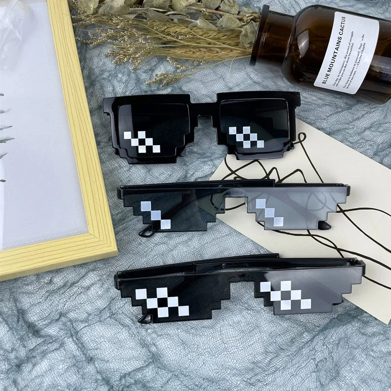 Funny Cycling Sunglasses Shades Pixelated Ladies Glasses Mosaic Eyeglasses Mosaic Eyewear Goggles For Men Women Unisex Gift Toy