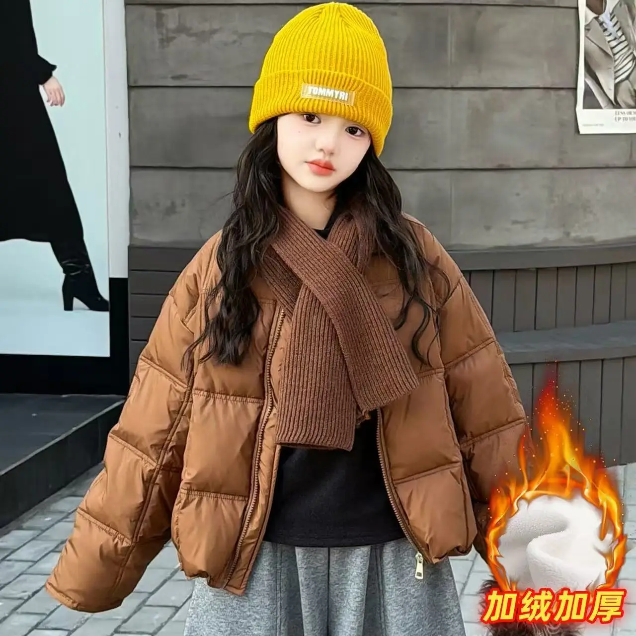 

Girl Down and cotton Jacket Windbreak Outerwear 2026 Soft Winter Autumn Warm Cotton Christmas Gift Children's Clothing