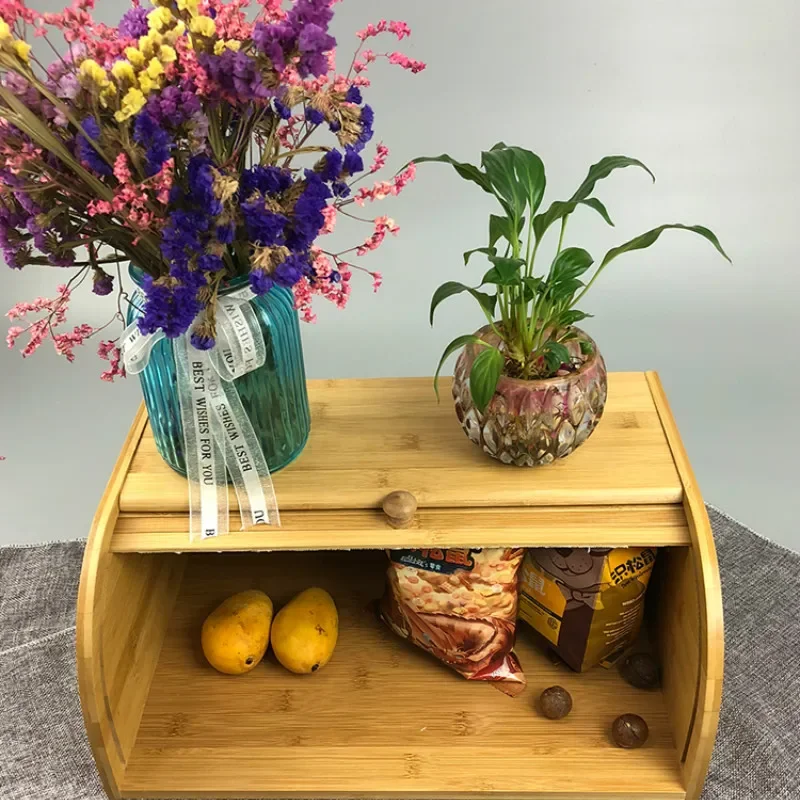 

Bread box multifunctional large capacity snack storage box bamboo and wood household living room kitchen food storage boxLB90124