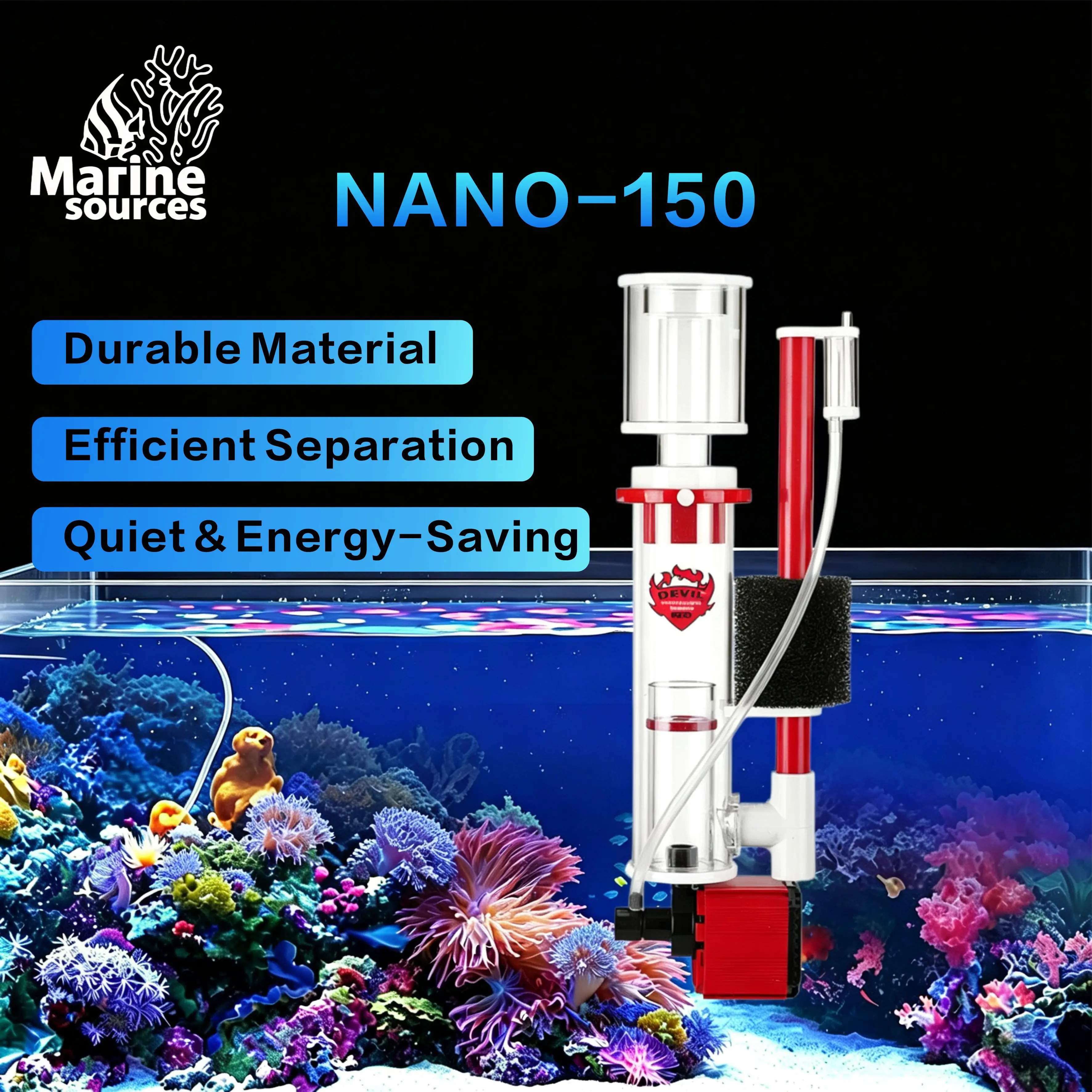 Marine Aquarium Protein Skimmer - Marine Sources Aquarium Protein-Abschäumer NANO150, eingebauter