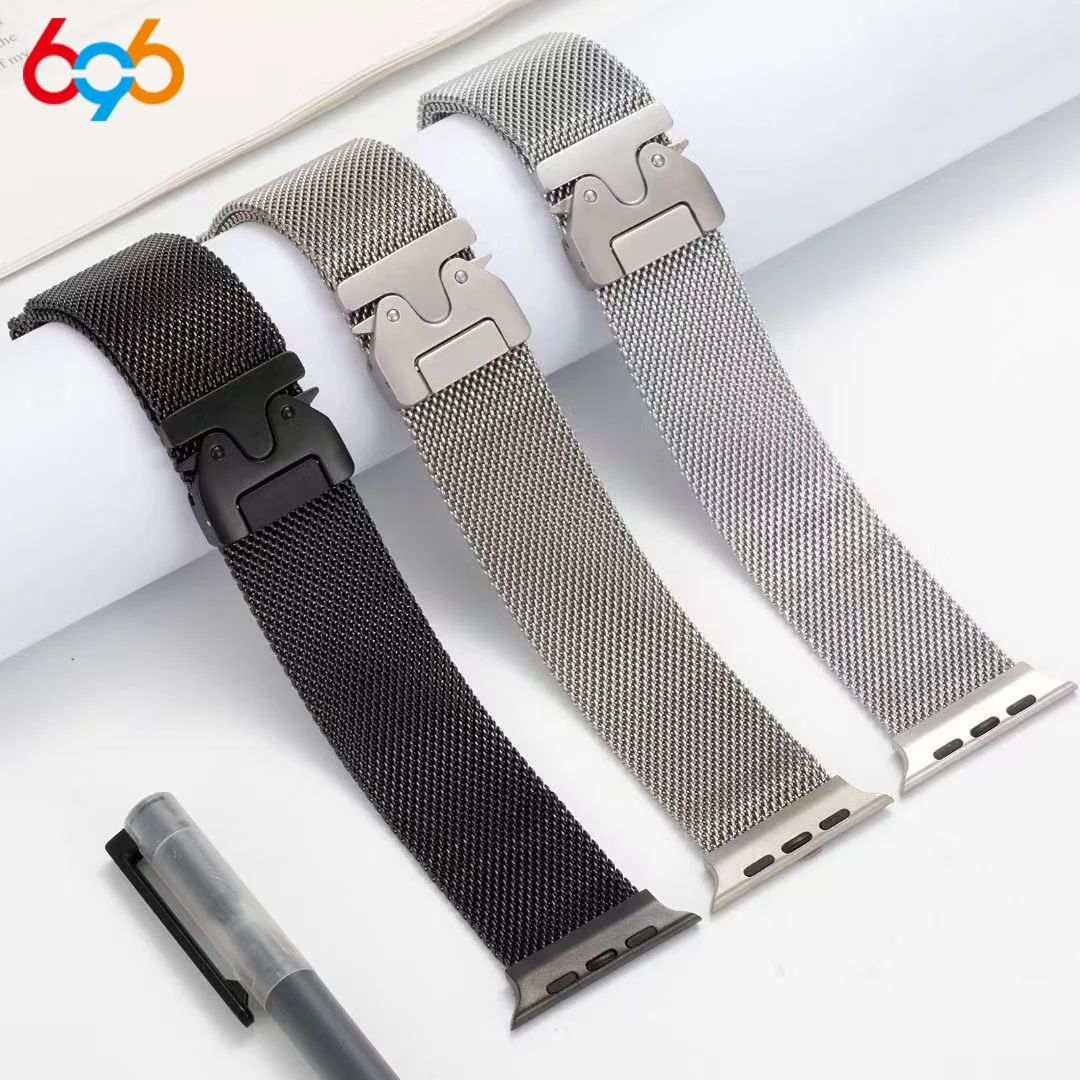 696 New Original Milanese Steel Strap Ten Generations Smartwatch Wristband 38mm 40mm 42mm 45mm 49mm For Iwatch10 Metal Straps