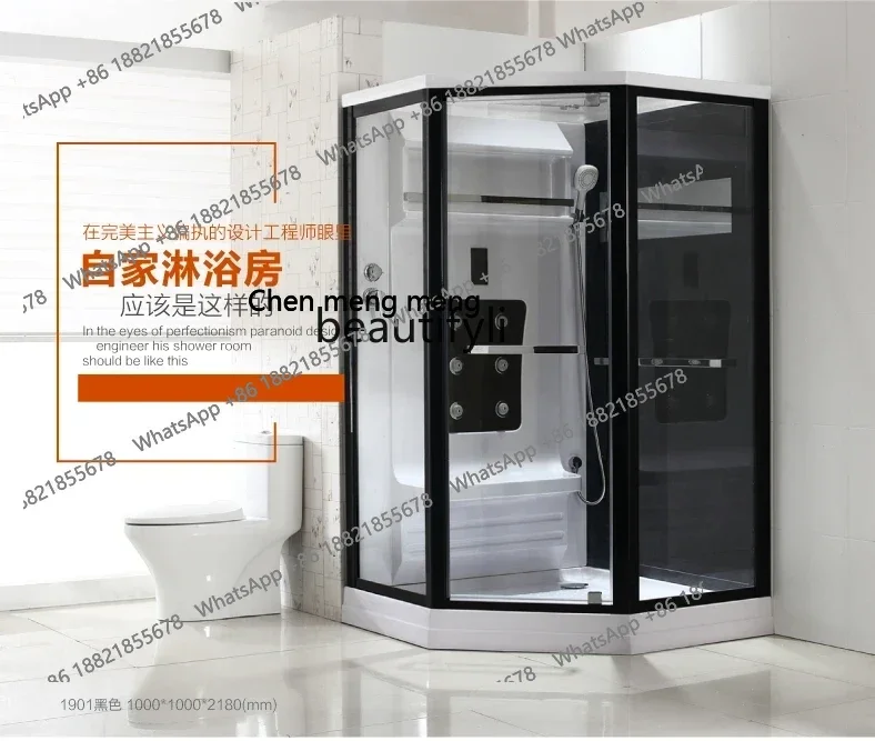 

S7486 ss Black Rhombus Bathroom Luxury Integrated Shower Room Intelligent Steam Bathroom Bath Room