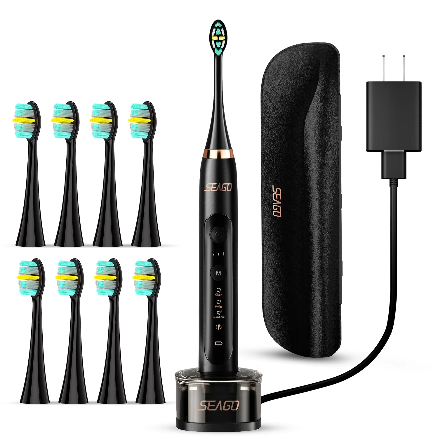 Seago Electric Toothbrush Sonic Toothbrush Powerful with 3 Modes 3 Intensities Waterproof Smart Timer Rechargeable Oral Care