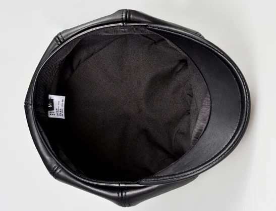 Retro Achteckige Echt Leder Hut männer Schaffell Leder Baskenmütze Lässige Mode Student Zunge Kappe Snapback Caps Für Männer – Detail 10