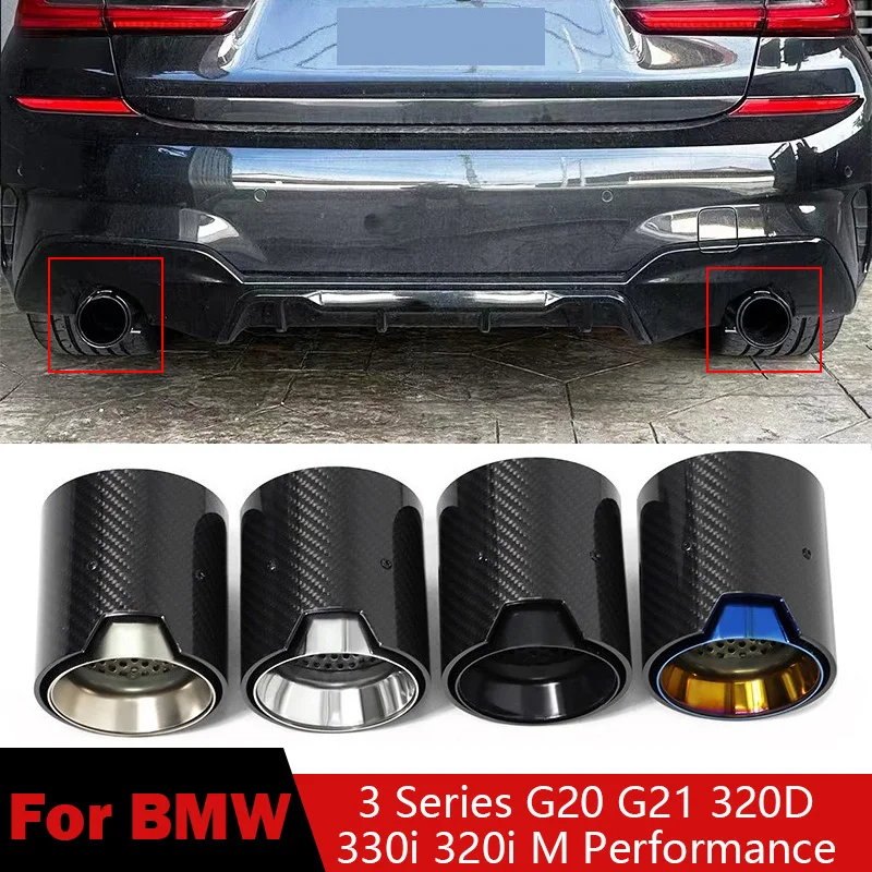 

Для BMW 3 серии G20 G21 320D 330i 320i M Performance Наконечник глушителя из углеродного волокна Замена насадки выхлопной системы Автозапчасти