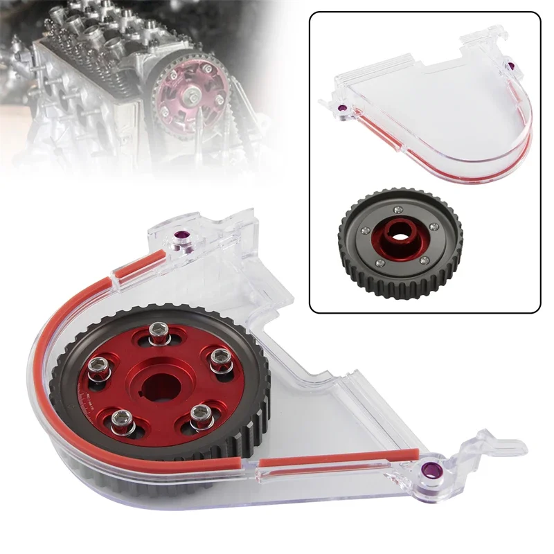 Clear Gear Timing Belt Cover+Cam Gear Kit For Honda Civic D15 D16 SOHC 96-00