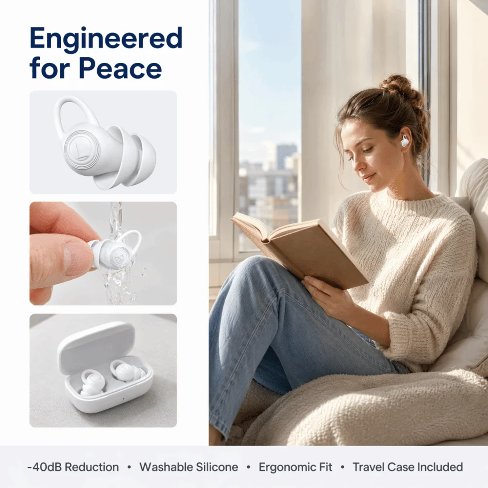 A Pair -40dB Noise Reduction For Bluedio NE Silicone Earplugs Reusable Waterproof Sound Insulation Earplugs
