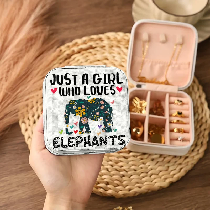 

1pc Just a girl who loves Elephants Portable Jewelry Storage Box, Simple Jewelry Organizer Box,Gifts Box For Women