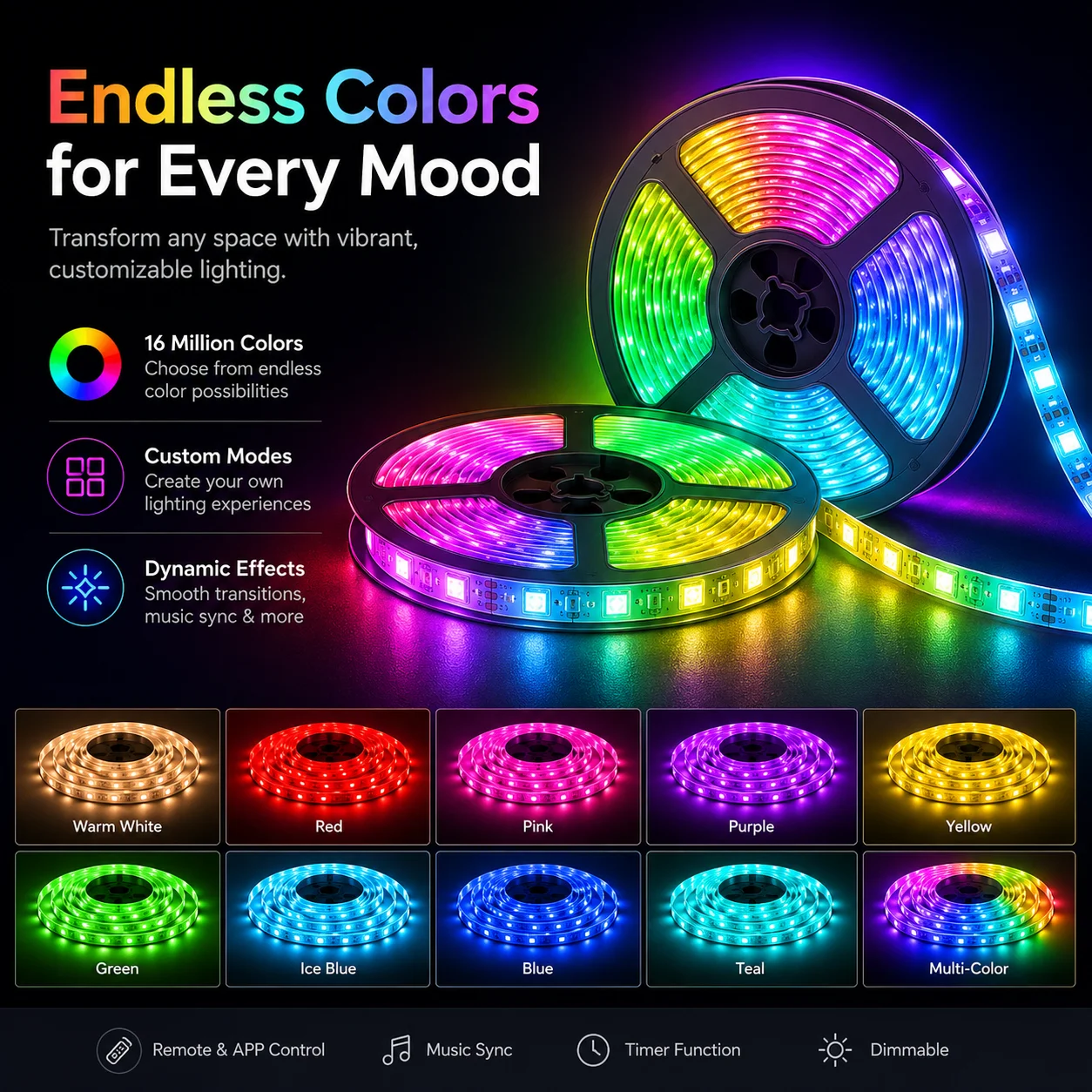 USB 5V Led Strip Light Rgb Led Tape Bluetooth App Remote Control Room Light 1-40M Backlight Ribbon Lighting Lamp Flexible Ribbon