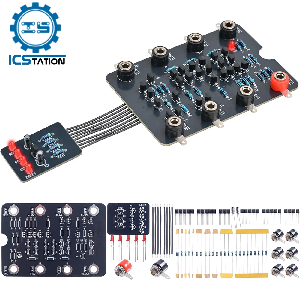 DIY NE555 Timer Circuit Kit Through-Hole Soldering Practice Board Electronics Learning Training Project for STEM Education