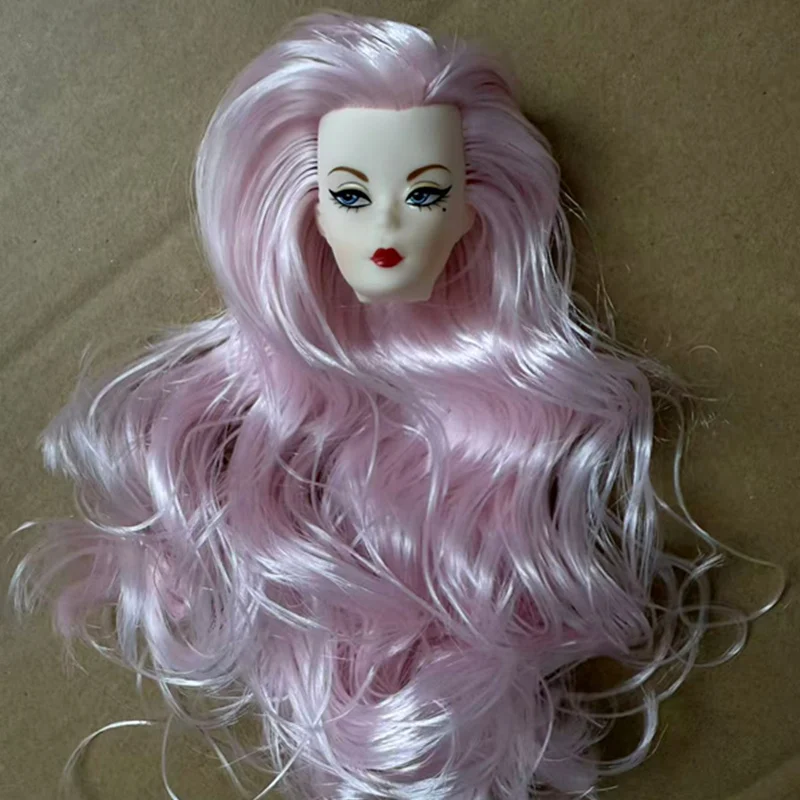 1 Pieces Head with Long Curl Hair 1/6 Doll Parts Girl Collection Gift Figures DIY Doll Accessories