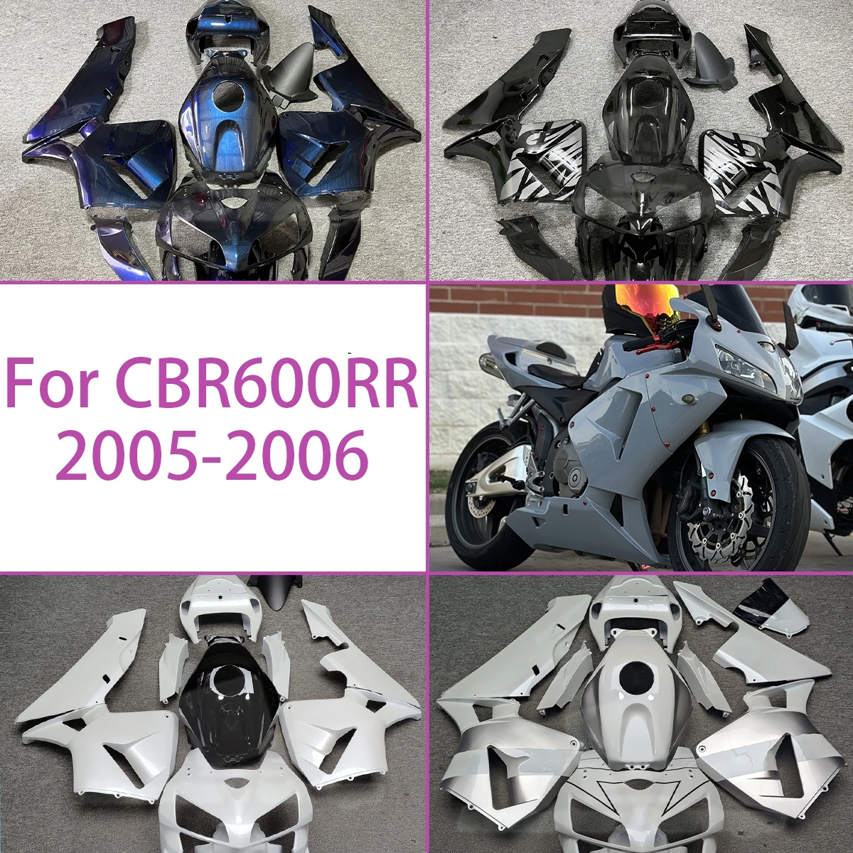 

Fit for Honda 2005 2006 CBR600RR Custom Black ABS Fairings 05 06 CBR 600RR Full Replacement Motorcycle Fairing Kit