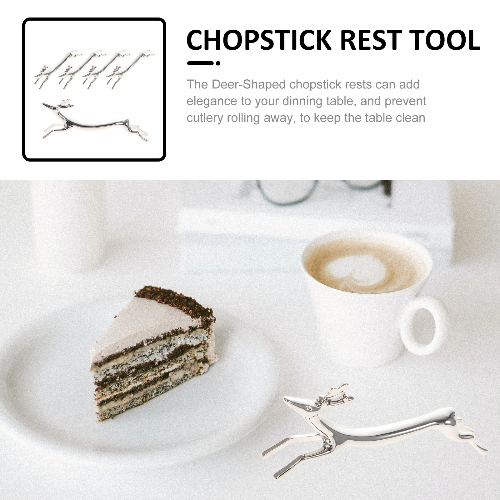 

5Pcs Stainless Steel Deer-Shaped Chopstick Holders Decorative Fork Spoon Rests Kitchen Supplies Chopstick Rest Tool