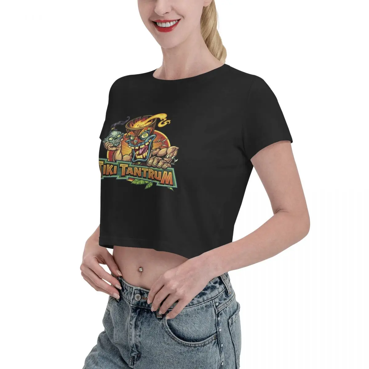 Händler Sam's Tiki Bar Händler Sams Leck Nabel T-Shirt, Damen Sommer Baumwolle T-Shirt Mode Rundhals ausschnitt Kurzarm T-Shirts