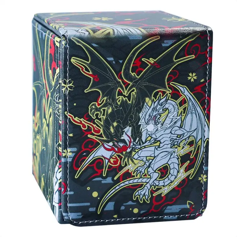 

Yu-Gi-OH! Blue-Eyes White Dragon PTCG DIY Large Capacity Leather Card Box Thickened Anime Game Collection Card Storage Box