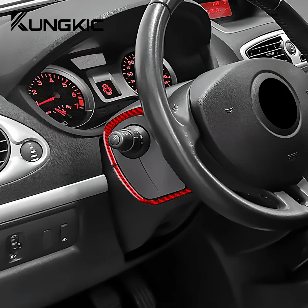 

Real Soft Carbon Fiber Sticker for Renault Clio 3 2006 2007 2008 2009 2010 2011 2012 Car Steering Wheel Button Frame Interior
