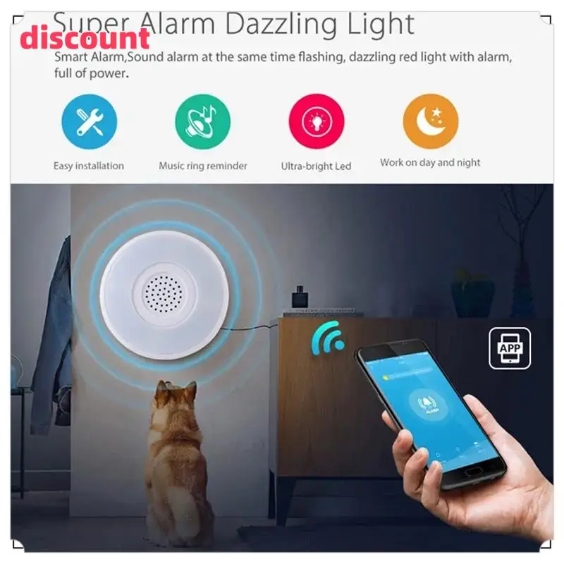 

Ingenious-Wifi Smart Alarm Siren 90Db Loud Speaker Wifi Smart Alarm Siren For Tuya Home Security System