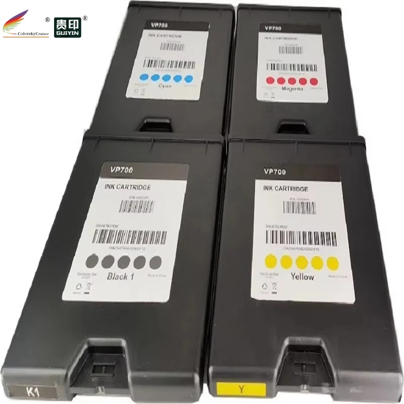 A Set of ink cartridges for Memjet VIP COLOR VP700 VP 700 Label Inkjet Printer 1 set = 5 cartridges KKCMY