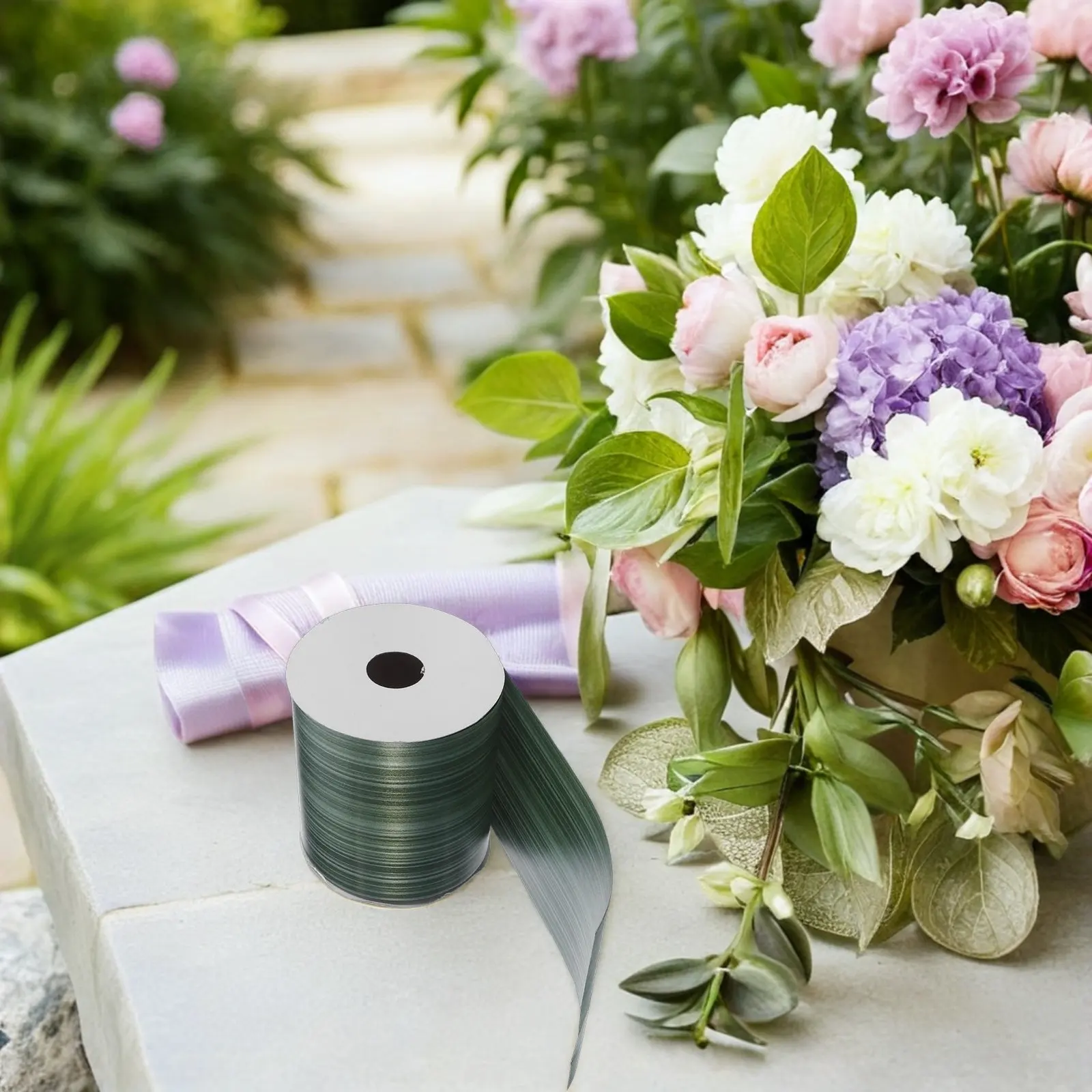 1 Roll Bark Texture Gift Ribbon Ti Leaf Ribbon 4 X 54 Yard Waterproof Rustic Floral Bouquet Wrap Wedding Event Holiday