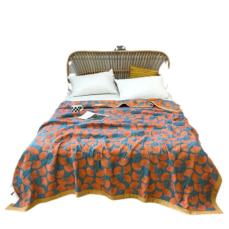 Luxurious Triple-layered 100% Cotton Gauze Blanket for Queen/King Bed, Multi-functional Usage As Summer Quilt or Bedspread
