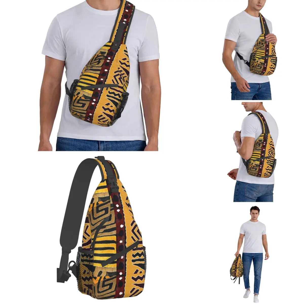 Lama Africana Contemporânea Sling Pequeno Sacos Peito Crossbody Ombro Sling Mochila Caminhadas Viagem Daypacks Impresso Pacote