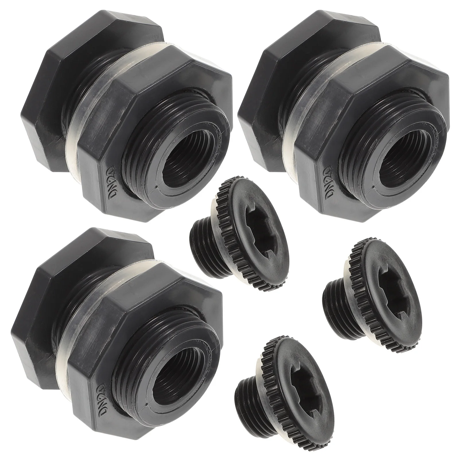 

1 Set Pvc Bulkhead Fitting 1-1/2 Inch For Rain Barrels Aquariums Tanks Ponds Garden Hose -Bulk Water Tank Accessory