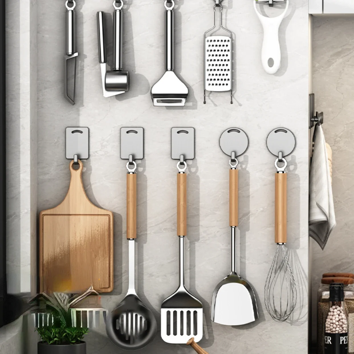 Güçlü yapışkanlı yük taşıyan askı, delikli olmayan banyo, mutfak kapısı, havlu kancası ile kanca duvara monte duvar