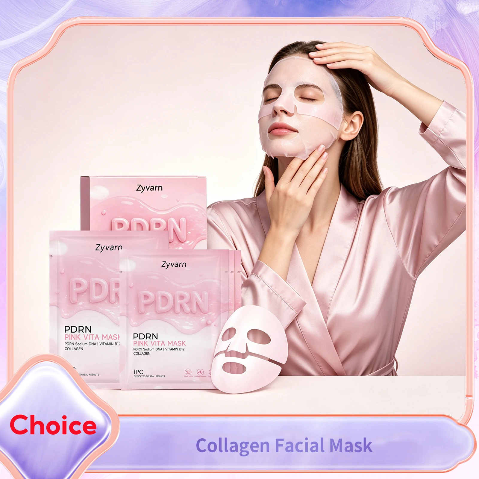 Collagen PDRN Face Mask Improve Dry Rough Improve Skin Texture Calming Redness Smoothing Skin Hydrating Vitamin B12 Facial Mask