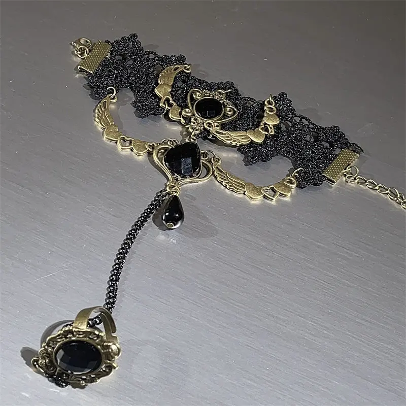 Light Luxury High-end Dark Night Rose Gothic Black Lace Bracelet Women's Accessories Lolita Jewelry