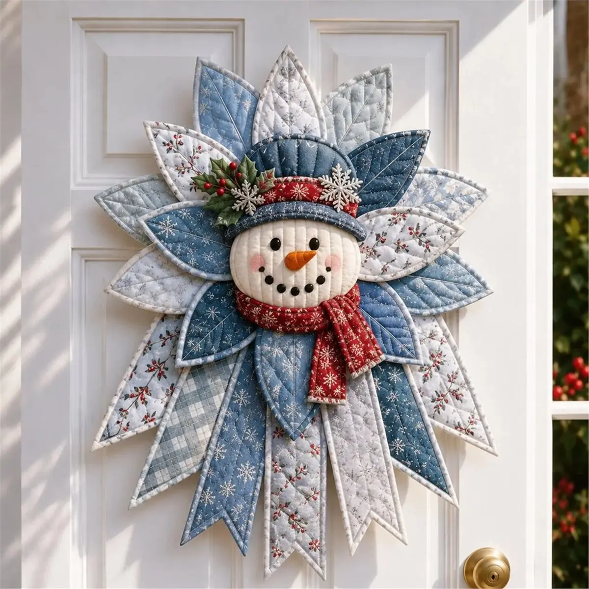Festive Quilted Christmas Door Hanging DIY Sewing Material Kit for Beginners, Large Patchwork Fabric Craft Set