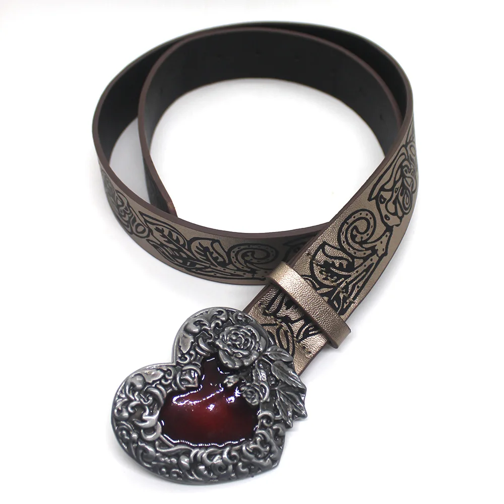 Holloween Trendy New Retro Embossed Love Belt For Women Punk Style Personality Y2k Hot Girl Versatile Gothic Dark Belt