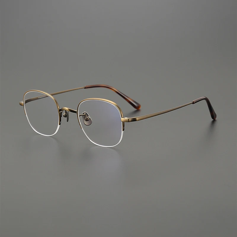 High quality ultralight titanium glasses frame vintage half-frame square sunglasses clip stylish commuter prescription glasses