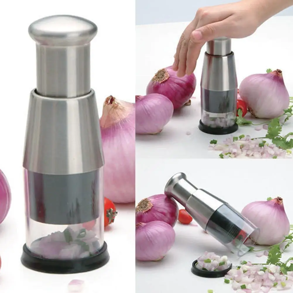 Stainless Steel Manual Hand Chopper Kitchen Tools Vegetable Chopper Mini Garlic Mincer for Garlic Ginger Herbs Nuts