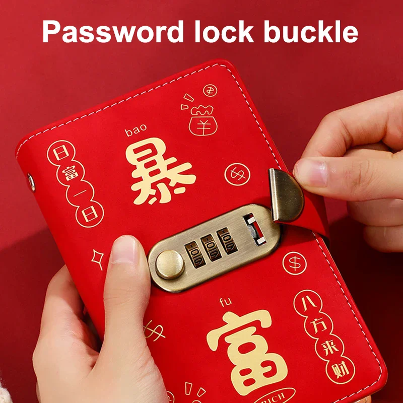 สมุดบันทึกออมเงิน 100 ซอง พร้อมปก PU ล็อครหัสผ่าน ใช้ซ้ำได้ สำหรับการออมเงินตามเป้าหมาย