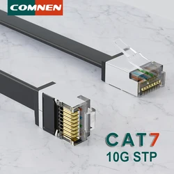 Comnen 1 stücke 0,1-1,5 m cat 7 rj45 kurzes kabel flaches ethernet patch kabel kabel lan stp rj45 lan kabel für laptops ps 4 router rj 45