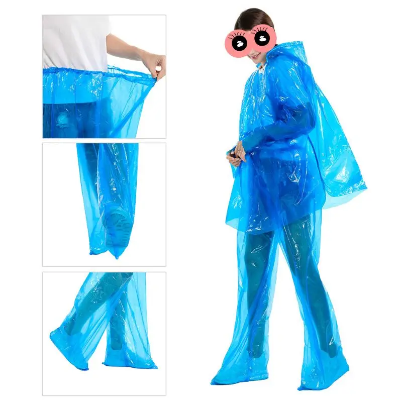 Disposable Raincoat Rain Pants Waterproof Rain Poncho for Outdoor Camping Hiking