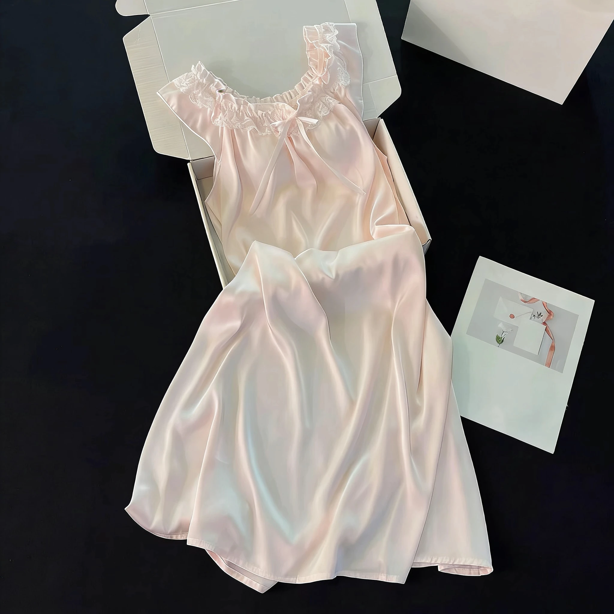 

Кружевное платье-пижама в стиле Лолита, розовое, женское, летнее, кавайное, из мягкого шелка, без рукавов, в стиле принцессы, для милых девушек, Y2K, роскошная домашняя одежда