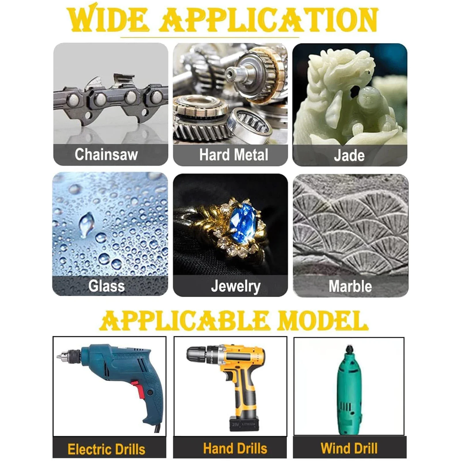 5PCS Diamond Chain Saw Sharpener Set Electric Rapid Sharpening Stones Compatible with Rotary Tools Durable 1/8' Shank