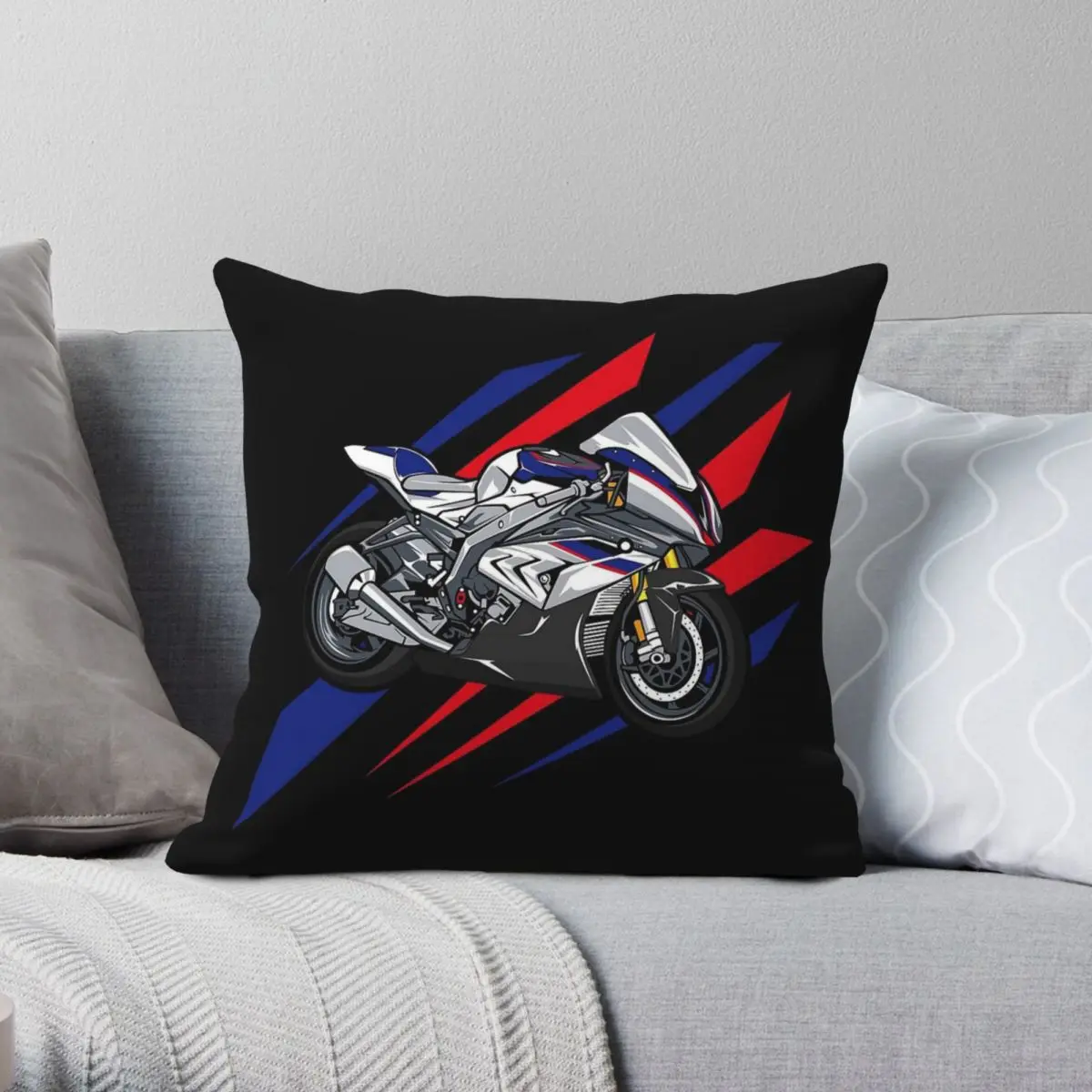 

S 1000 RR Motorcycle Motorbike Pillowcase Polyester Linen Velvet Creative Zip Decor Pillow Case Car Cushion Cover