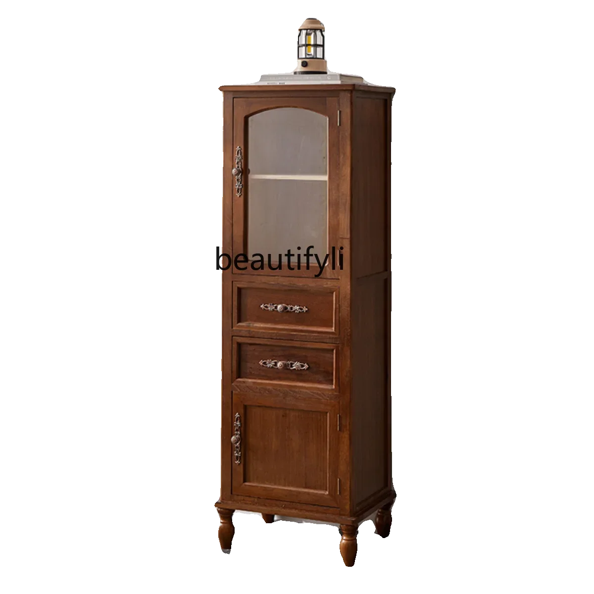 

American-Style Solid Wood Chest of Drawers Vintage Locker with Door Living Room Storage Cabinet Sideboard Wine Cabinet