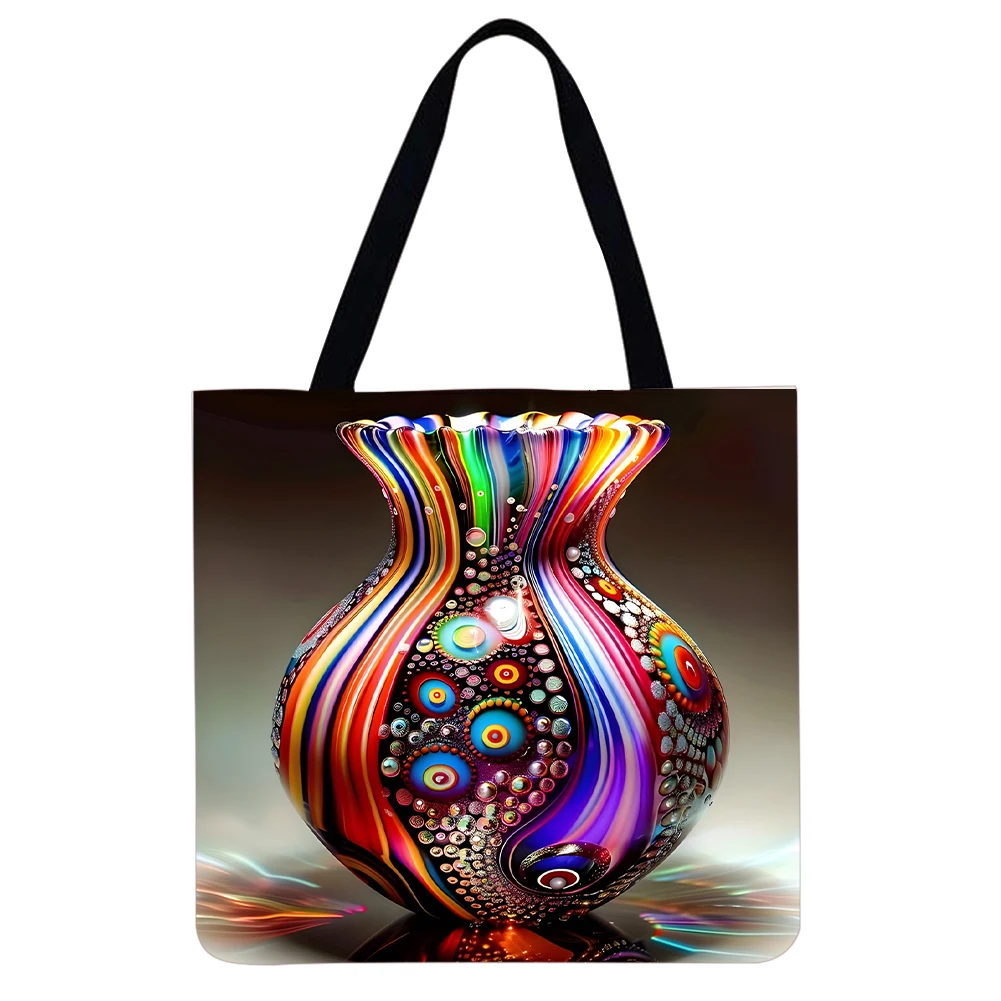 4pcs Vase-Large Capacity Linen Tote Bag