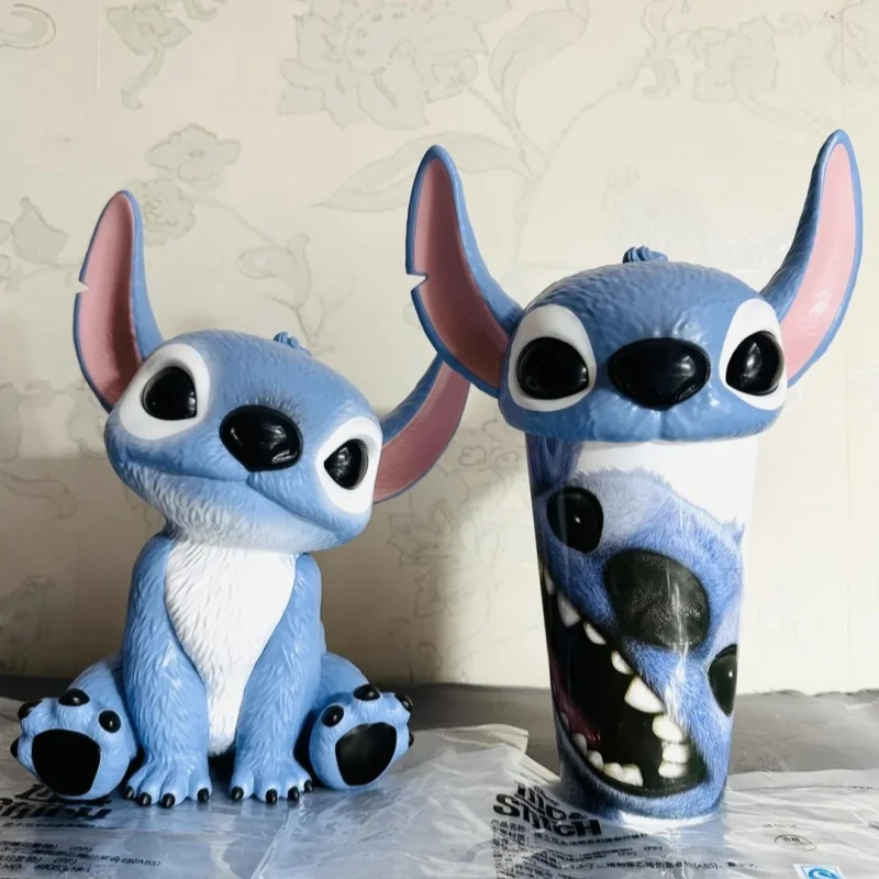

New In Stock Genuine Disney Stellar Baby Stitch Water Cup Stitch-Shaped Water Bottle Straw Cup Good Birthday Gifts Toy