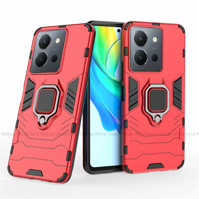 For Vivo Y36 4G Case Vivo Y36 4G Europea Cover Shockproof Armor PC + Silicone Stand Protective Phone Back Cover For Vivo Y36 4G