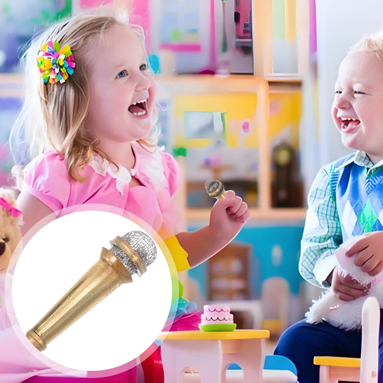 

1:12 Scale Miniature Microphone Dollhouse Fake Tiny Musical Instrument Prop Realistic Party Favors Accessory For Kids Collectors