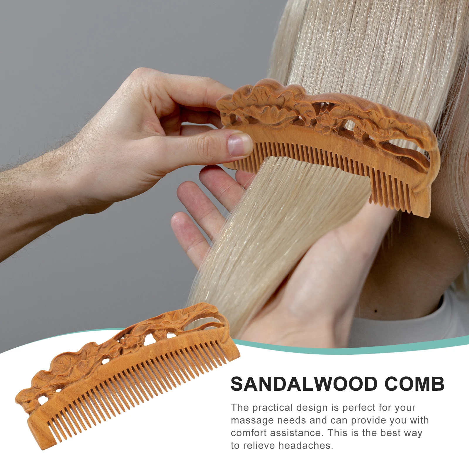 

1 шт., натуральная деревянная расческа, полированные зубы, гладкий инструмент для распутывания волос, массаж кожи головы, удобная ручка, стильный бытовой инструмент