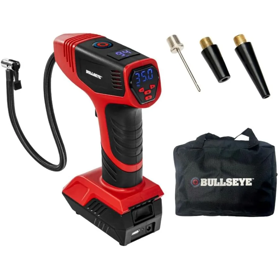 منفاخ إطارات PRO مع مقياس الضغط، إيقاف تلقائي مدمج ومحمول، 150 رطل لكل بوصة مربعة، ماكس USB منزلي قابل لإعادة الشحن وسلك لـ V