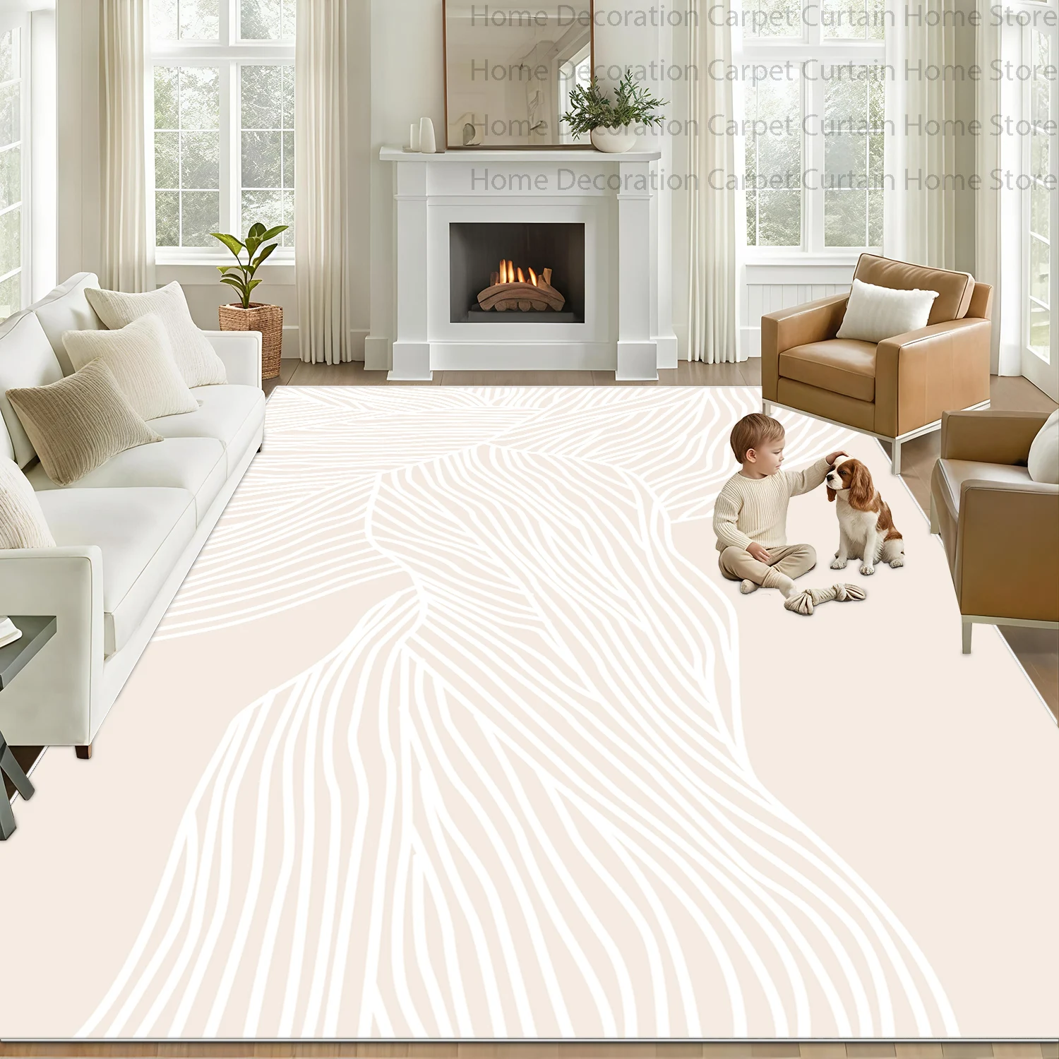 Minimalism Mountain Wave Line Abstract Large Carpet Living Room Fluffy Home Decoration Rugs Non-slip Washable Bedroom Floor Mats