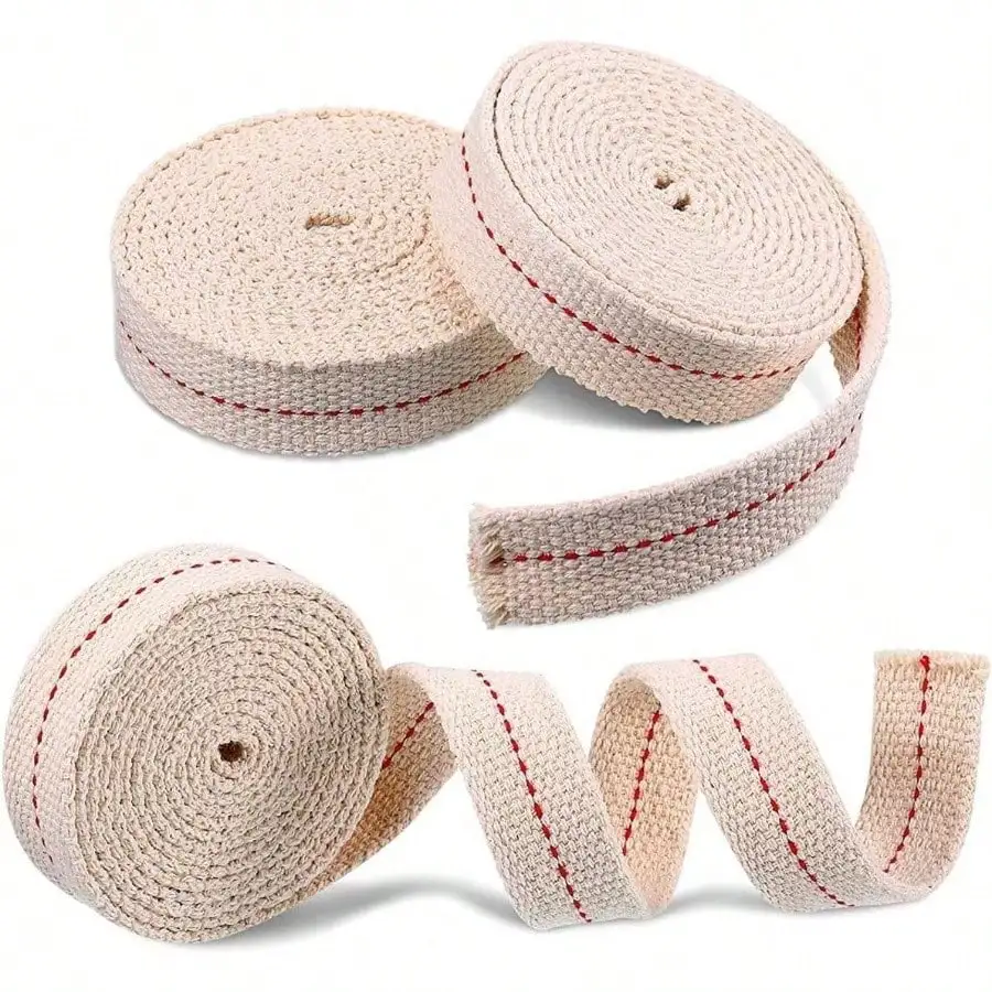 

1 Roll 25 Inch Cotton Wick: Strong, Flat, for Kerosene Stove, Oil Lamps & Lighting